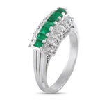 Exclusive Platinum 0.13ct Diamond and Emerald Ring