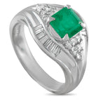 Platinum 0.36ct Diamond and Emerald Ring