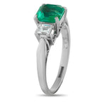 Platinum 0.42ct Diamond and Emerald Ring