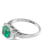 Platinum 0.42ct Diamond and Emerald Ring
