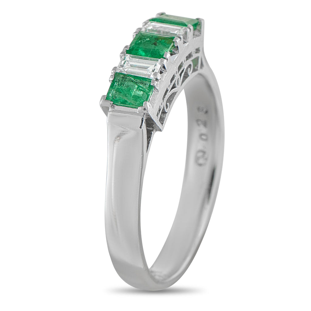 Platinum 0.23ct Diamond and Emerald Ring