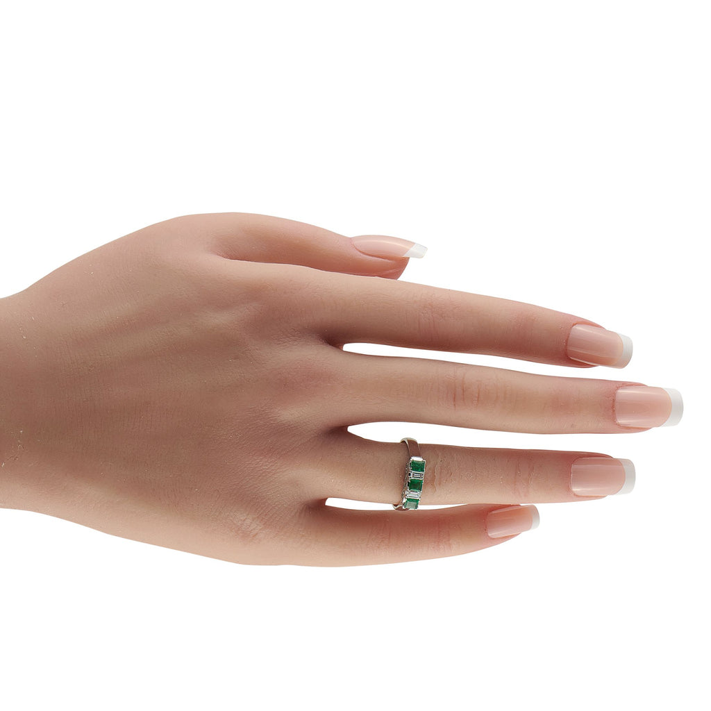 Platinum 0.23ct Diamond and Emerald Ring