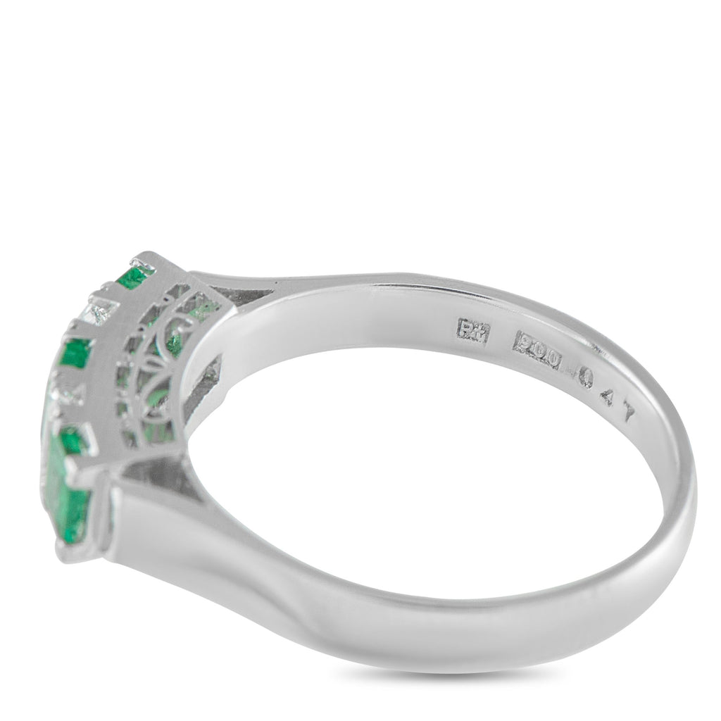 Platinum 0.23ct Diamond and Emerald Ring