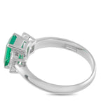 Platinum 0.51ct Diamond and Emerald Three-Stone Ring