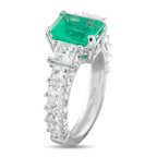 Platinum 2.15ct Diamond and Emerald Ring