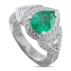 Platinum 2.50ct Diamond and Emerald Ring
