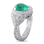 Platinum 2.50ct Diamond and Emerald Ring