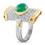 Platinum and 18K Yellow Gold 1.65ct Diamond and Emerald Ring