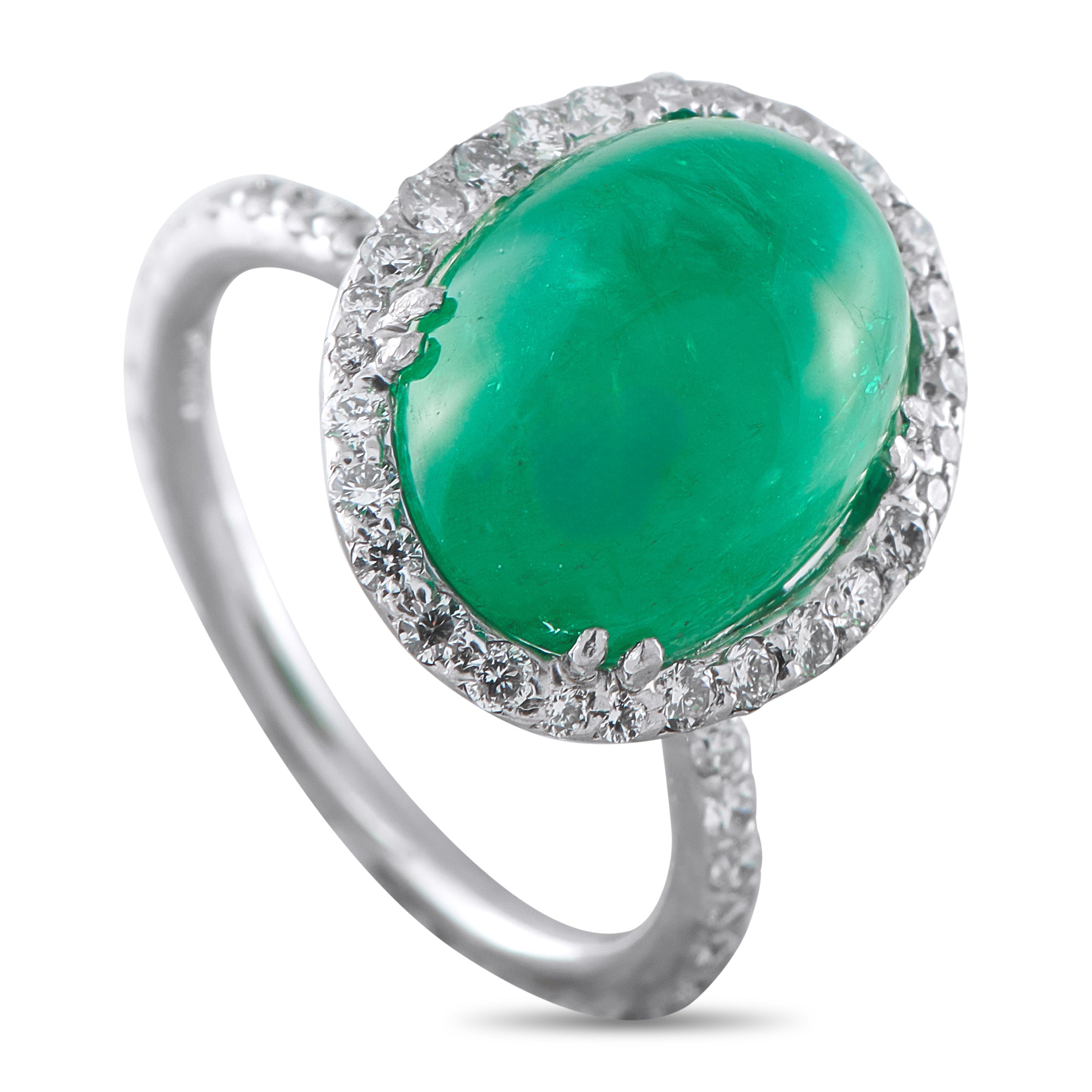 Platinum 0.65ct Diamond and Colombian Emerald Cocktail Ring