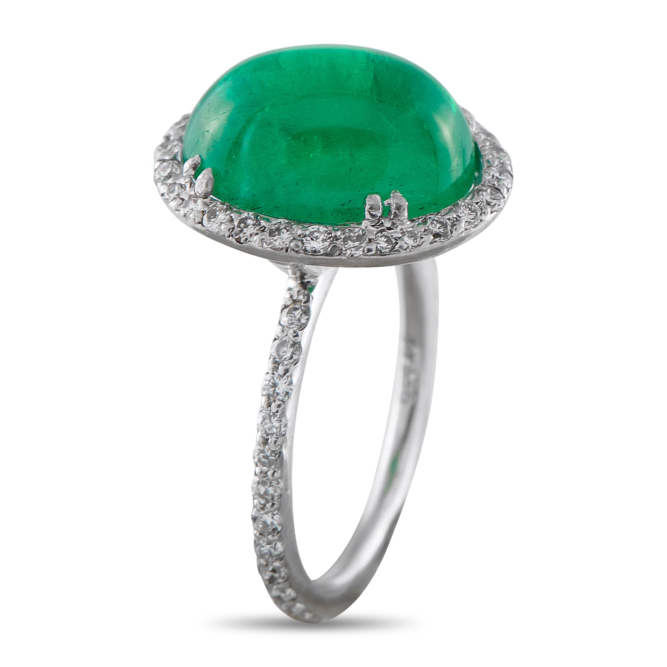 Platinum 0.65ct Diamond and Colombian Emerald Cocktail Ring