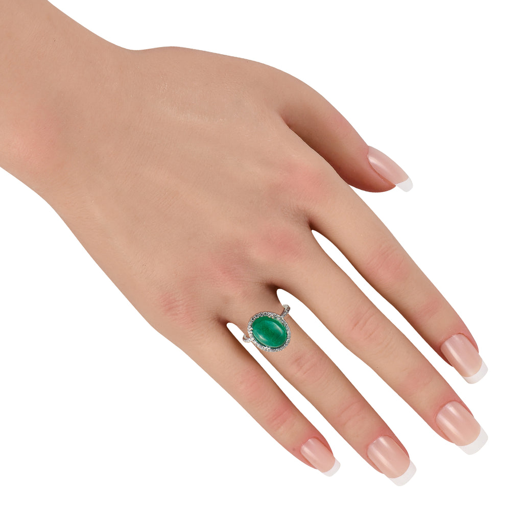 Platinum 0.65ct Diamond and Colombian Emerald Cocktail Ring