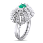 Platinum 0.65ct Diamond and Emerald Ring