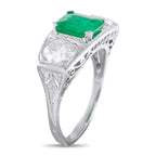 Platinum 1.30ct Diamond and Emerald Ring