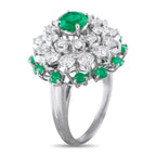Platinum 1.55ct Diamond and Emerald Ring