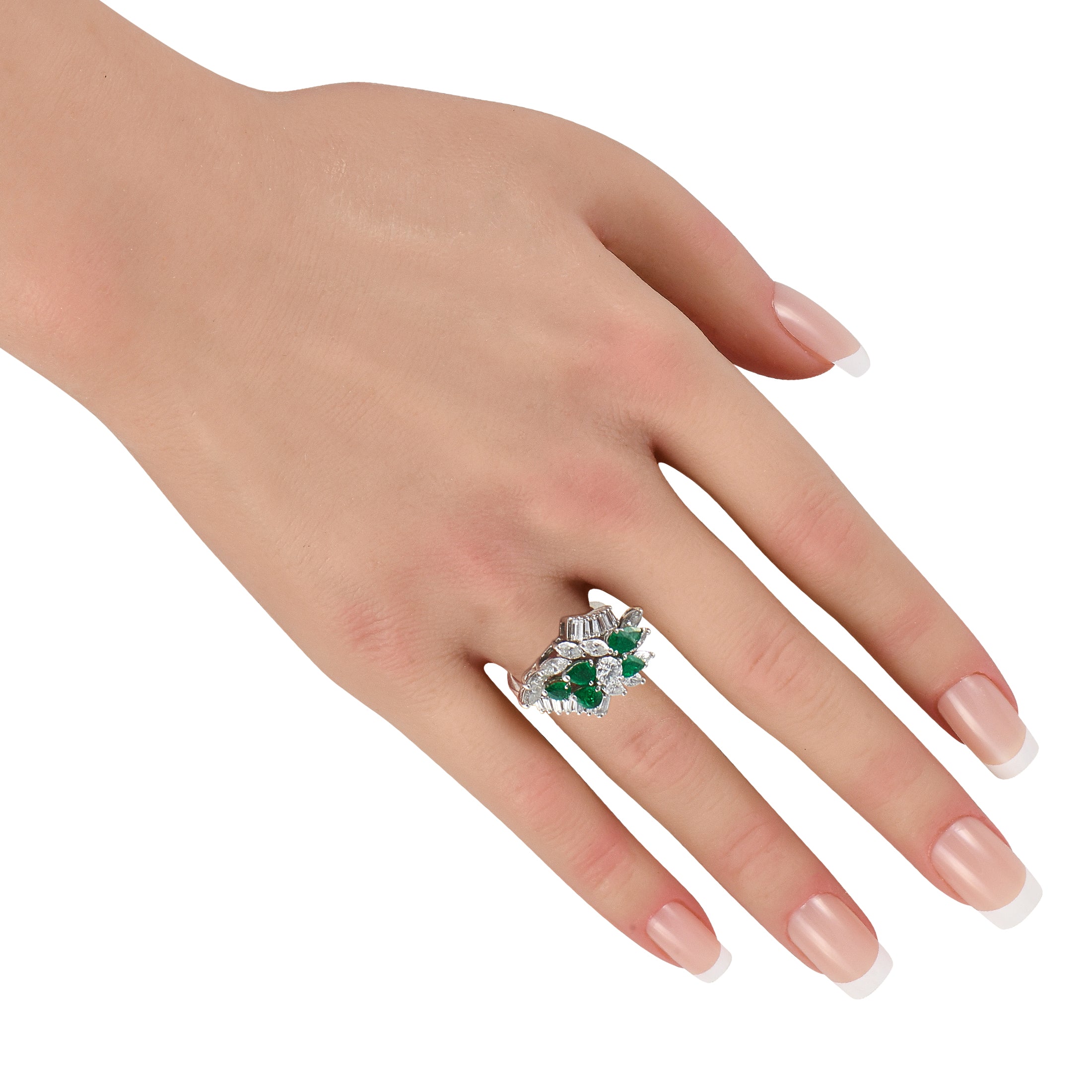 Platinum 2.16ct Diamond and Emerald Ring