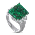 Platinum 0.66ct Diamond and Emerald Ring