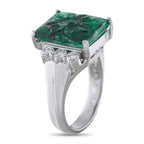 Platinum 0.66ct Diamond and Emerald Ring