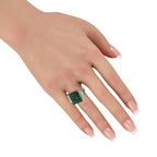Platinum 0.66ct Diamond and Emerald Ring