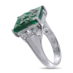 Platinum 0.66ct Diamond and Emerald Ring