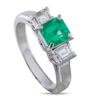 Platinum 0.36ct Diamond and Emerald Ring
