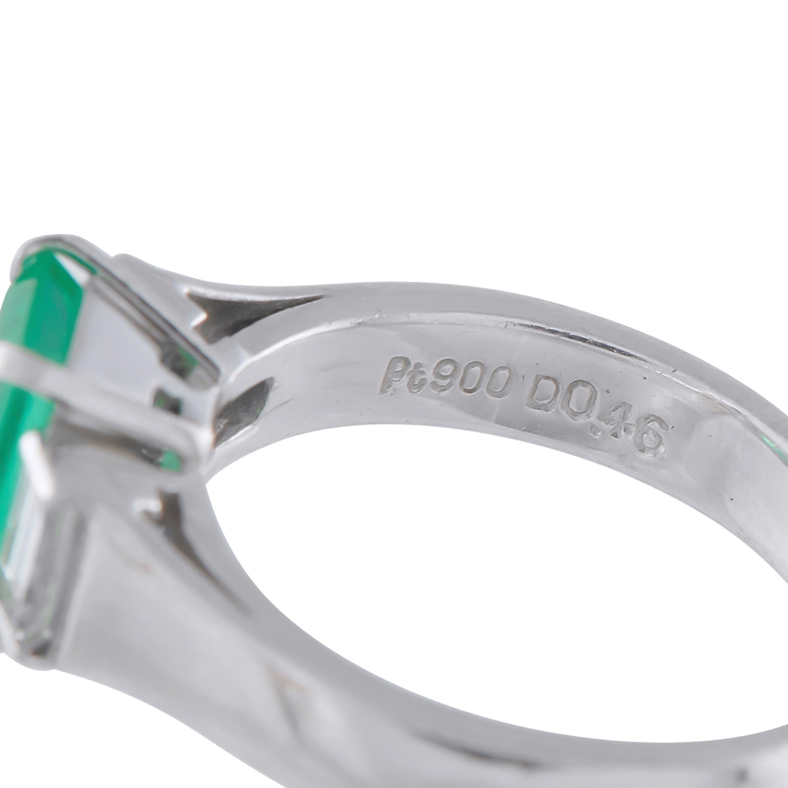 Platinum 0.46ct Diamond and Emerald Ring