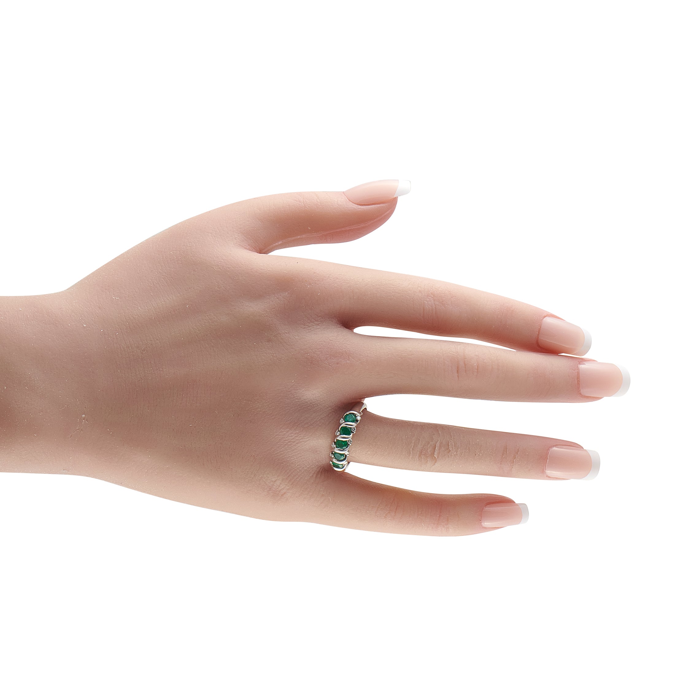 Platinum 0.13ct Diamond and Emerald Ring