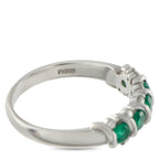 Platinum 0.13ct Diamond and Emerald Ring