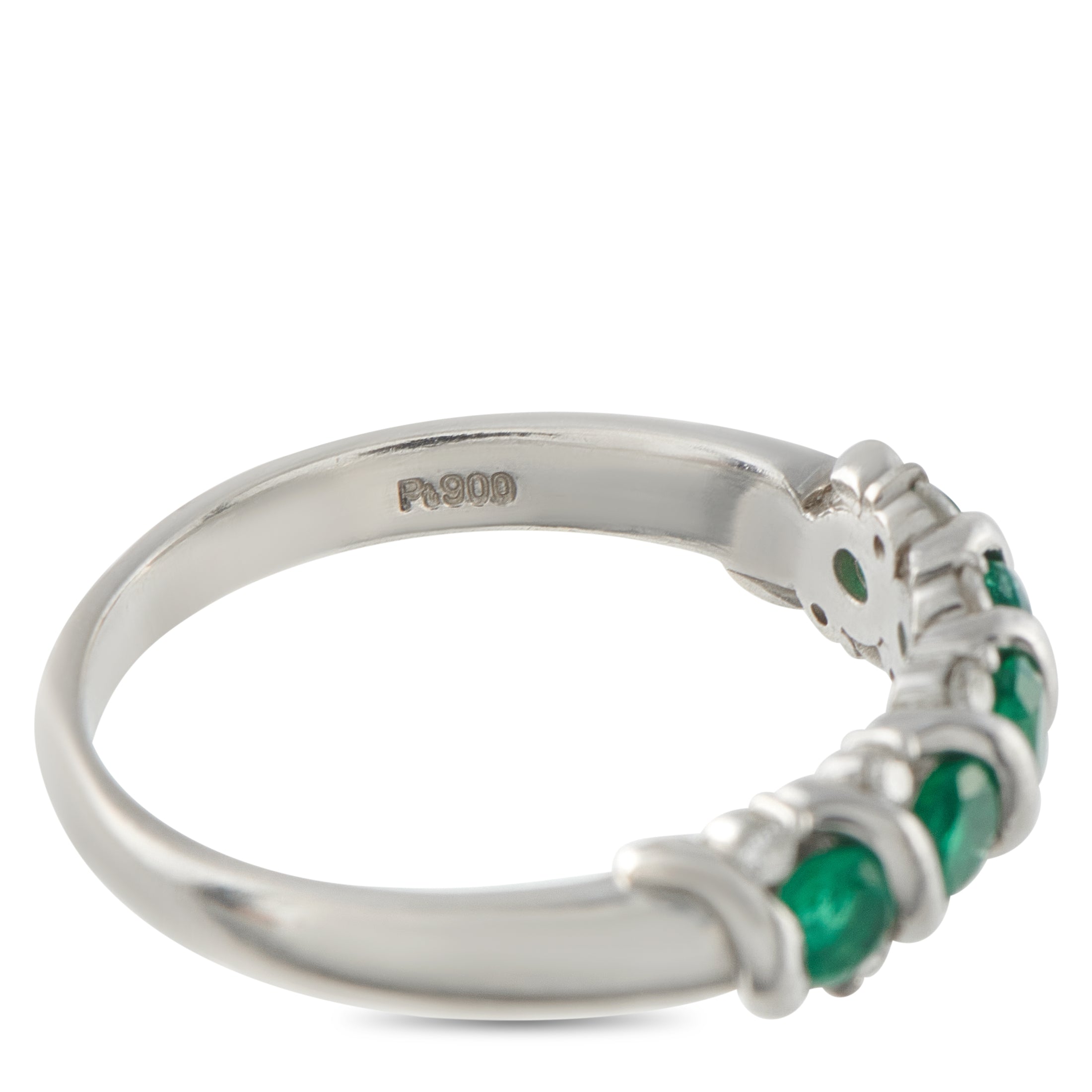 Platinum 0.13ct Diamond and Emerald Ring