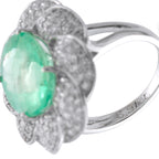 Platinum 0.65ct Diamond and Emerald Ring