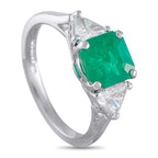 Platinum 0.60ct Diamond and Emerald Ring