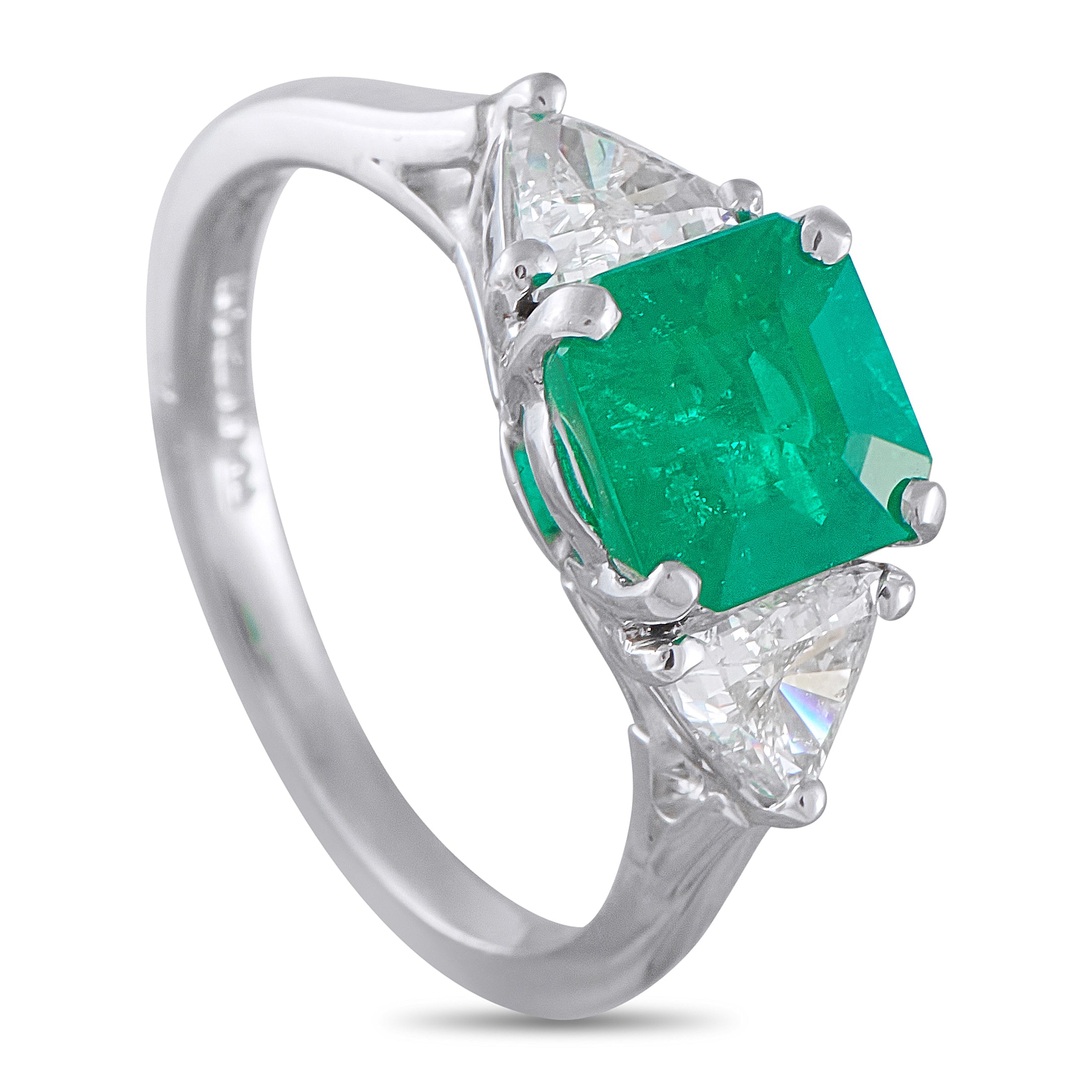 Platinum 0.60ct Diamond and Emerald Ring