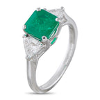 Platinum 0.60ct Diamond and Emerald Ring