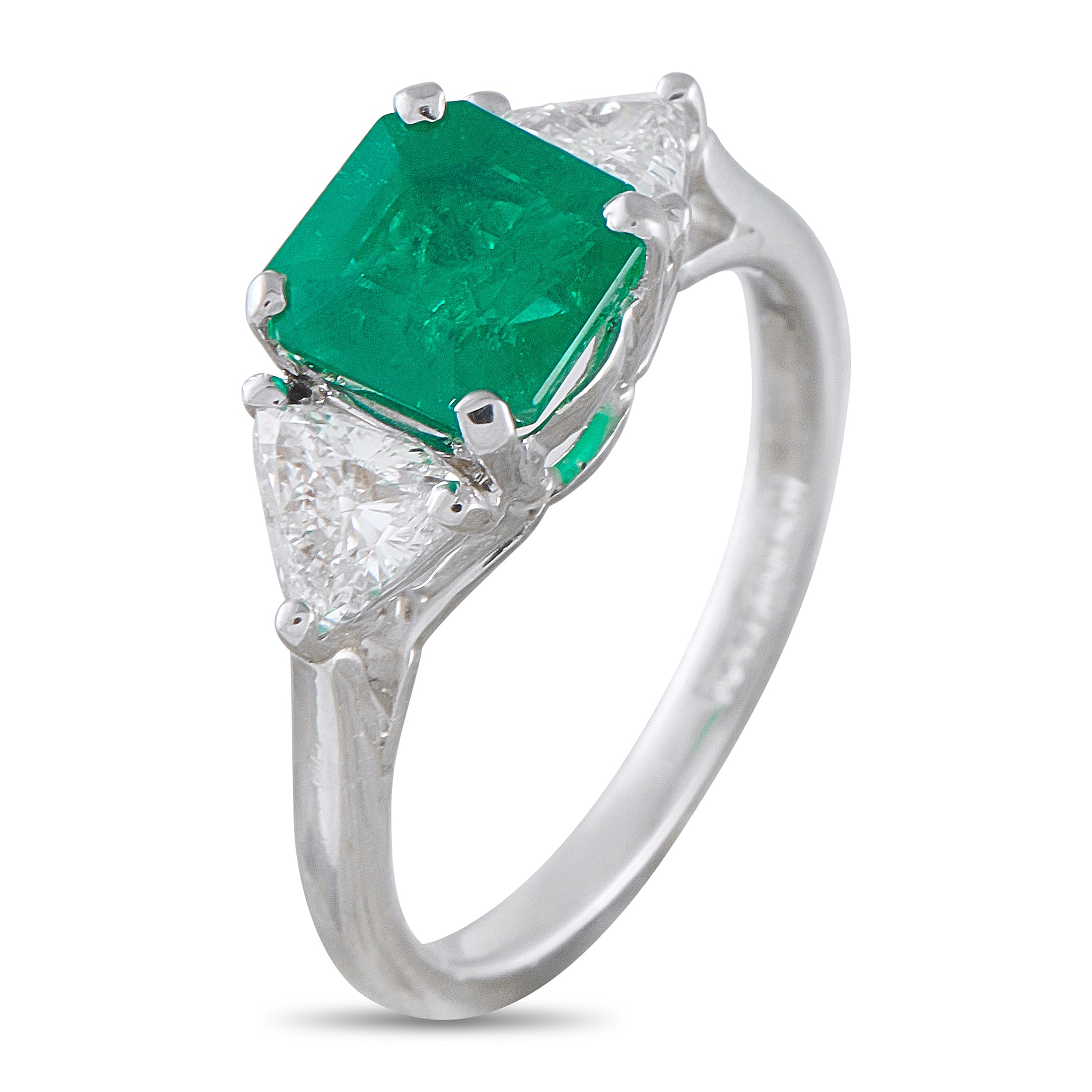 Platinum 0.60ct Diamond and Emerald Ring