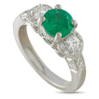 Platinum 0.56ct Diamond and Emerald Ring