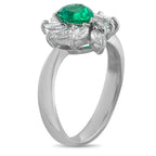 Platinum 0.90ct Diamond and Emerald Ring