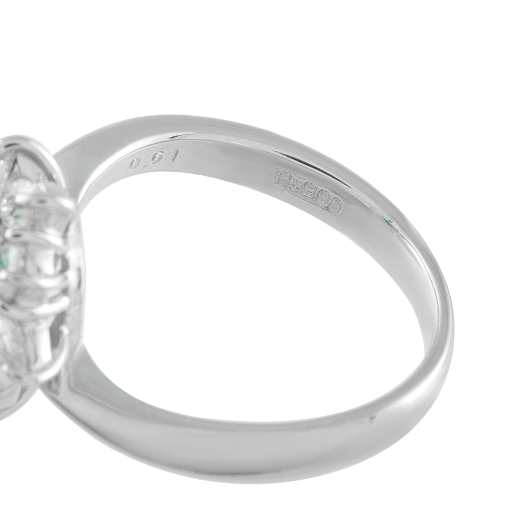 Platinum 0.90ct Diamond and Emerald Ring