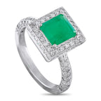 Platinum 0.40ct Diamond and Emerald Ring