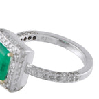 Platinum 0.40ct Diamond and Emerald Ring