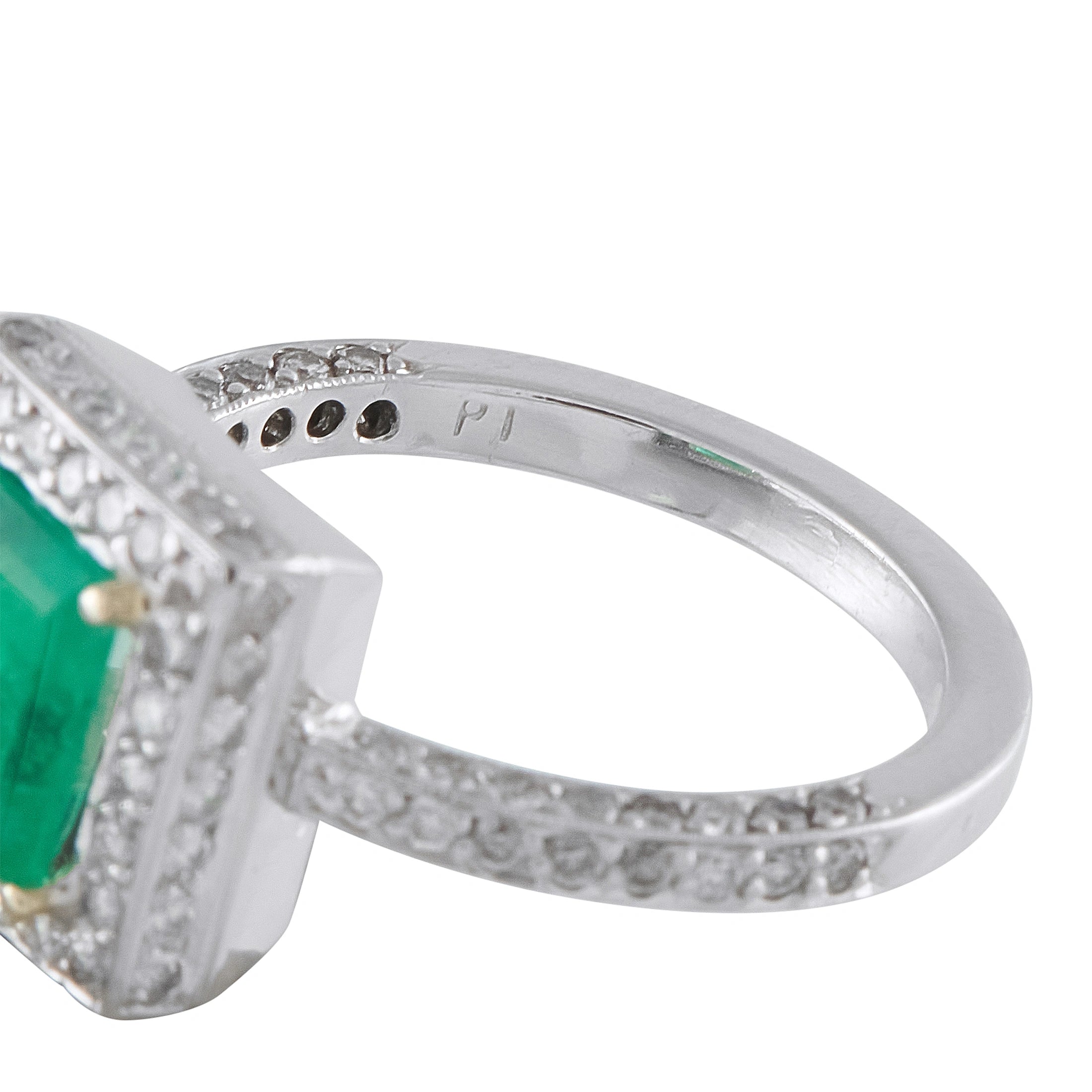 Platinum 0.40ct Diamond and Emerald Ring