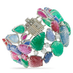 Tutti Frutti Platinum 9.50ct Diamond, Emerald, Sapphire, and Ruby Bracelet