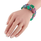 Tutti Frutti Platinum 9.50ct Diamond, Emerald, Sapphire, and Ruby Bracelet