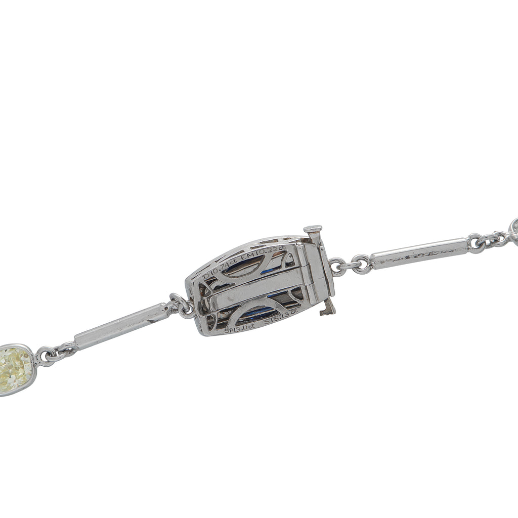 Platinum 10.47 ct Diamond, 10.22 ct Emerald, 15.13 ct Sapphire and 13.11 ct Spinel Long Necklace