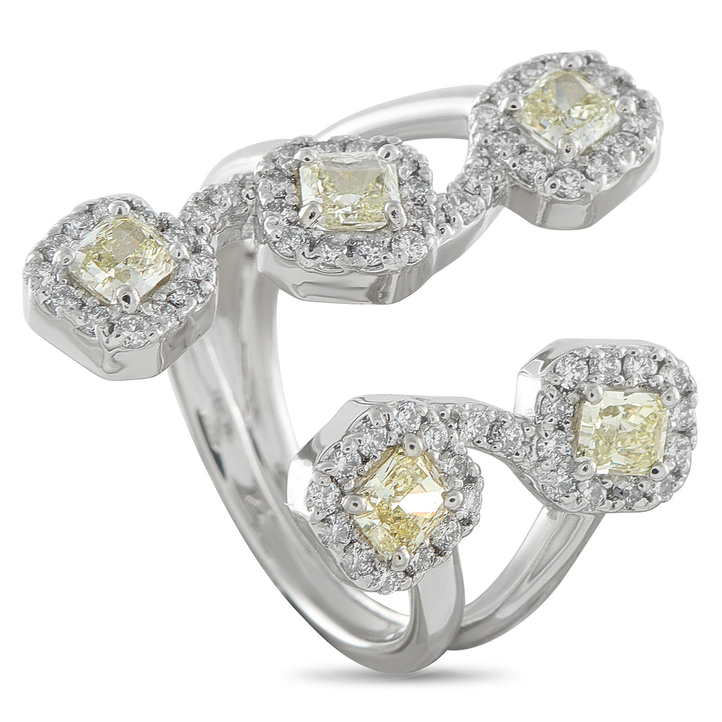 Platinum 1.57ct White and Fancy Yellow Diamond Open Ring