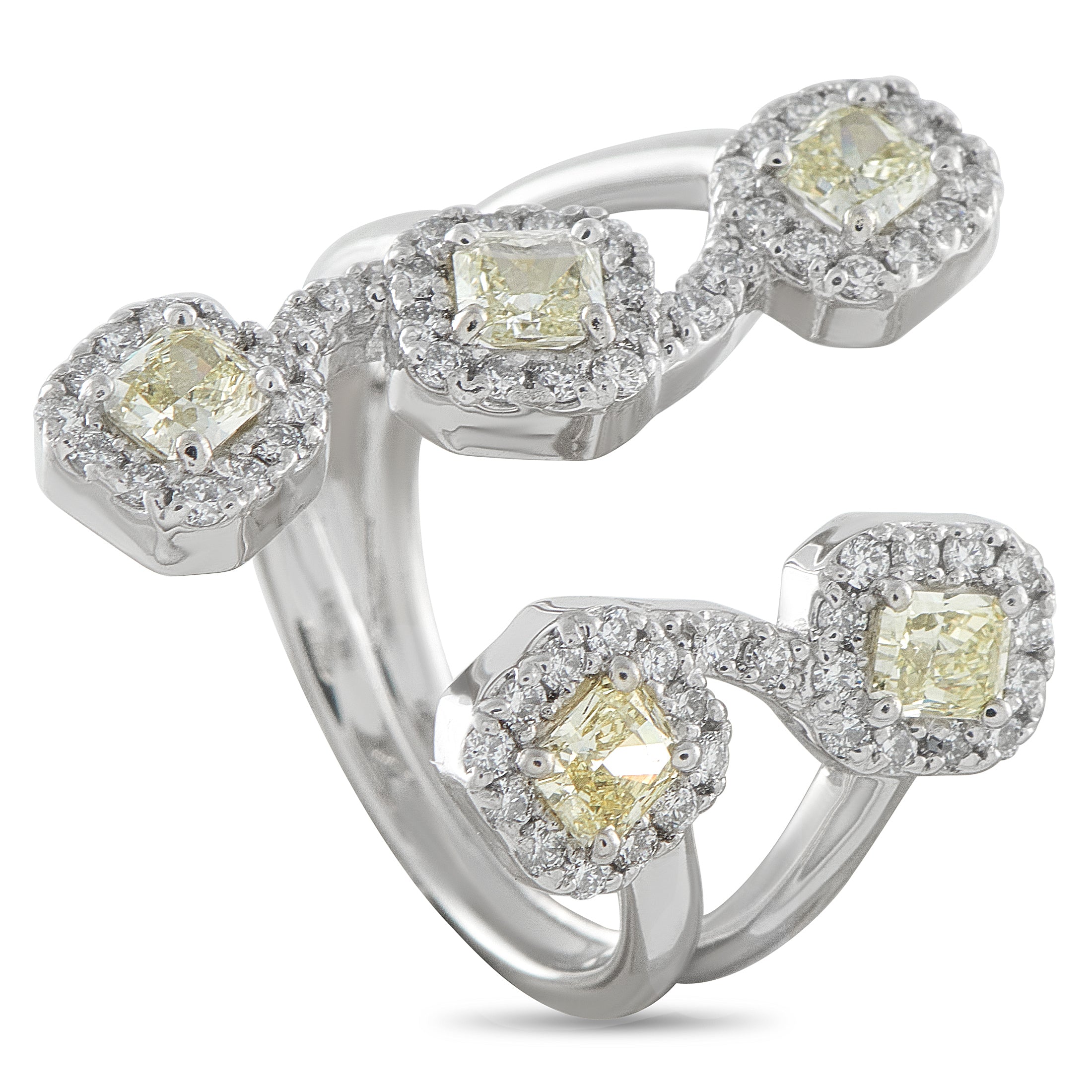 Platinum 1.57ct White and Fancy Yellow Diamond Open Ring