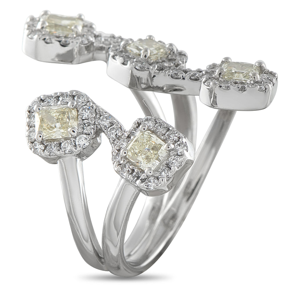 Platinum 1.57ct White and Fancy Yellow Diamond Open Ring