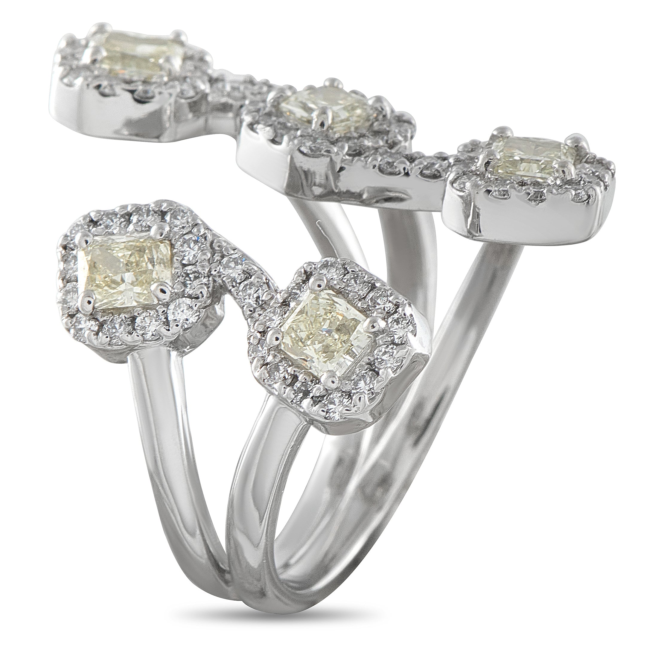 Platinum 1.57ct White and Fancy Yellow Diamond Open Ring