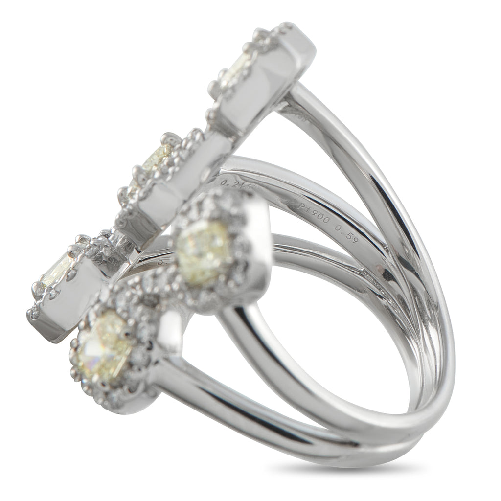 Platinum 1.57ct White and Fancy Yellow Diamond Open Ring