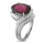 Platinum 0.55ct Diamond and Garnet Ring