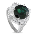 Exclusive Platinum 1.01ct Diamond and Green Sapphire Ring MF13-073025 – A bold 6