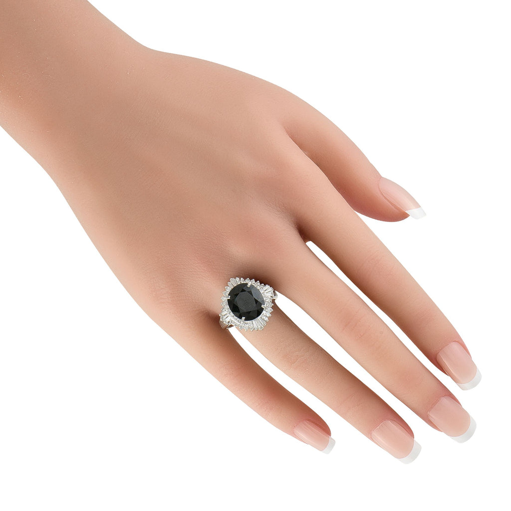 Exclusive Platinum 1.01ct Diamond and Green Sapphire Ring